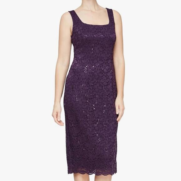 SLNY Dresses & Skirts - SLNY Purple Sequin Lace Dress NWT‎ Size 8